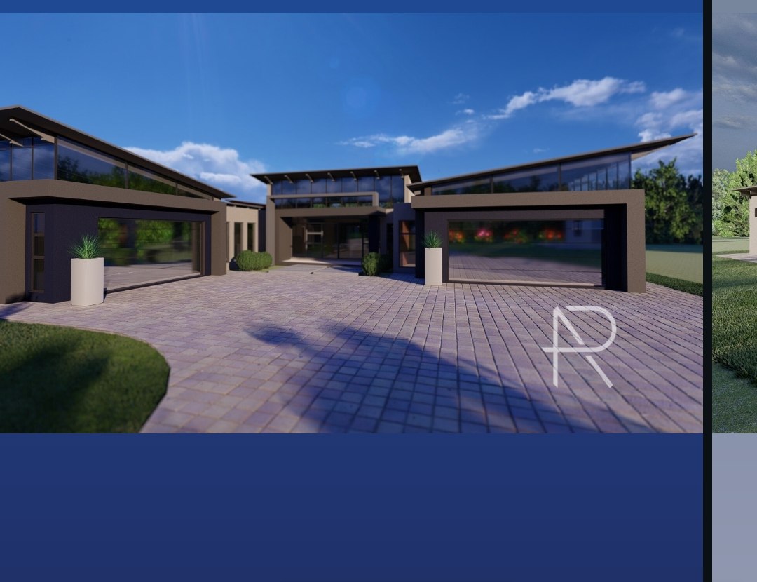 Modern house concept, dusk exterior