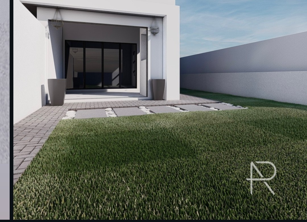 Traditional design concept — garage entrance with grass foreground